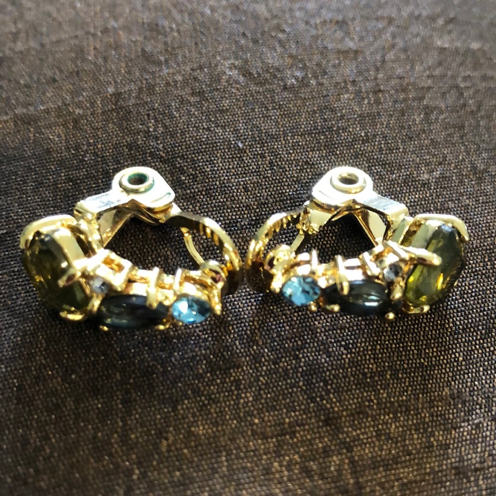 Monet Gemstone and Gold Earrings